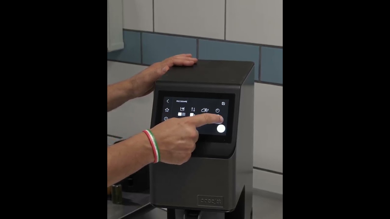 Pacojet 4, julienne di seppia con gelato ai piselli.
