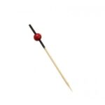 BAMBOO SMALL RED/BLACK BALL PICKS 12CM 100PCS COCKTAIL & APPETIZER STICKS