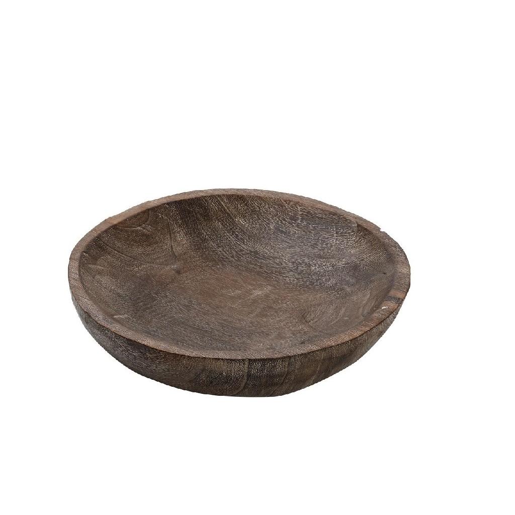 ROUND BROWN WOODEN BOWL 26X5.7EK