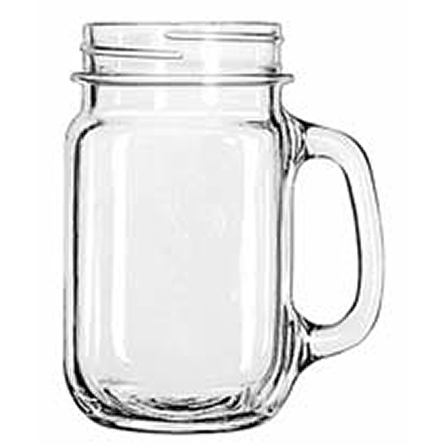 DRINKING JAR 473ml CLEAR GLASS WITH HANDLE 97084