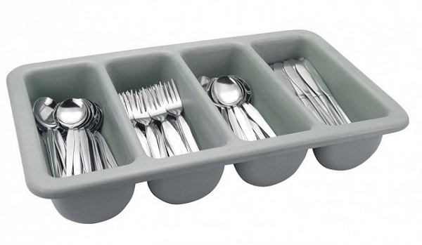 FOUR GRIDS PLASTIC CUTLERY BOX 53.5X29.5X9.5CM
