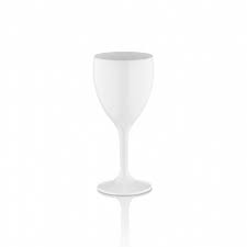 WHITE POLYCARBONATE WINE GLASS 255ML