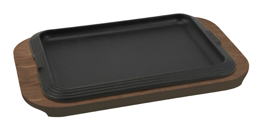 RECTANGULAR CAST IRON PLATE WITH WOODEN TRAY 30Χ22cm ILSA