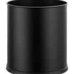 GUEST ROOM ROUND WASTE BIN BLACK LEATHER   22.5X24.5CM