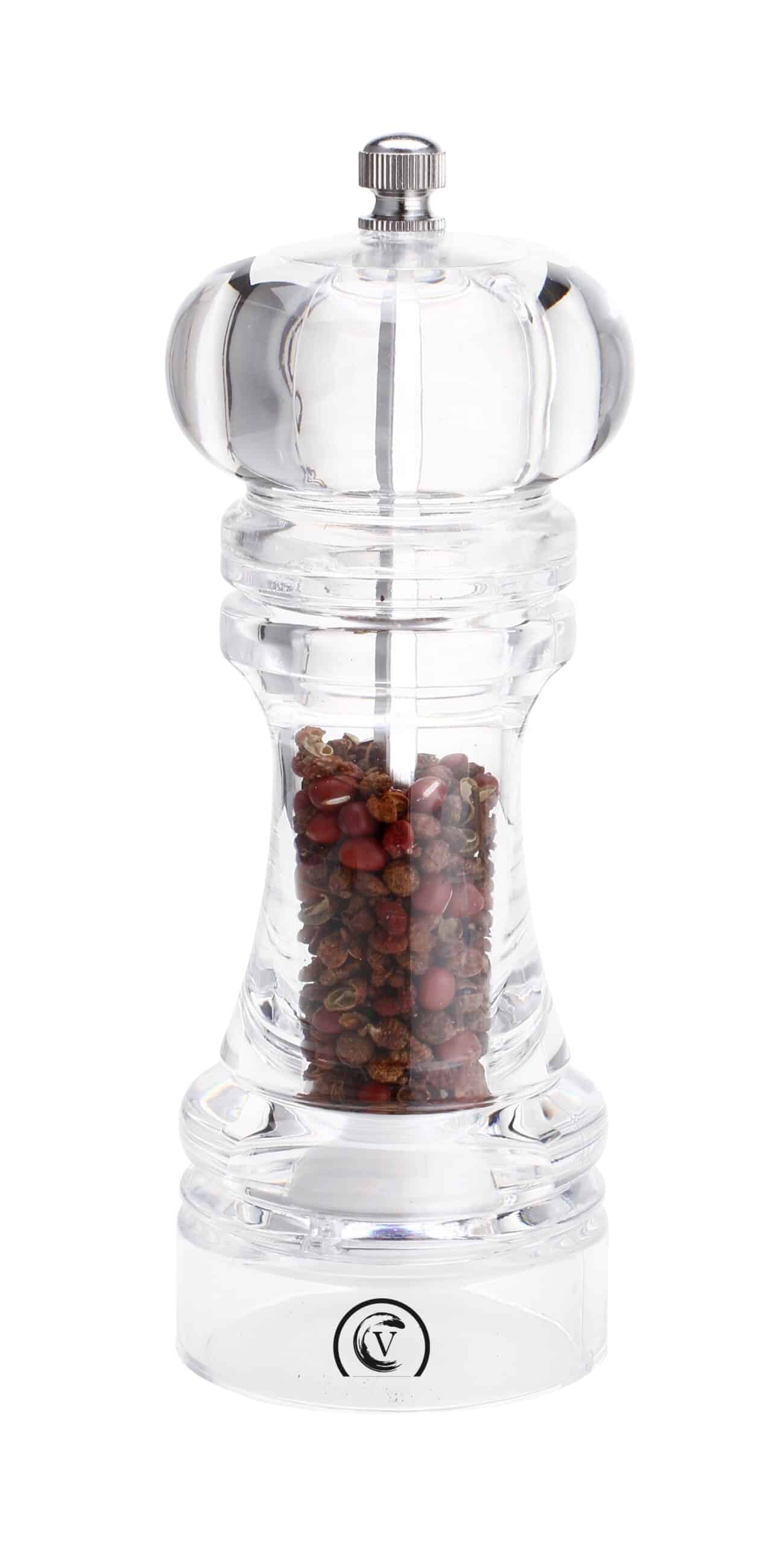01-093-scaled-1.jpg PEPPER/SALT MILL ACRYLIC WITH CERAMIC GRINDER 15CM - Image 1