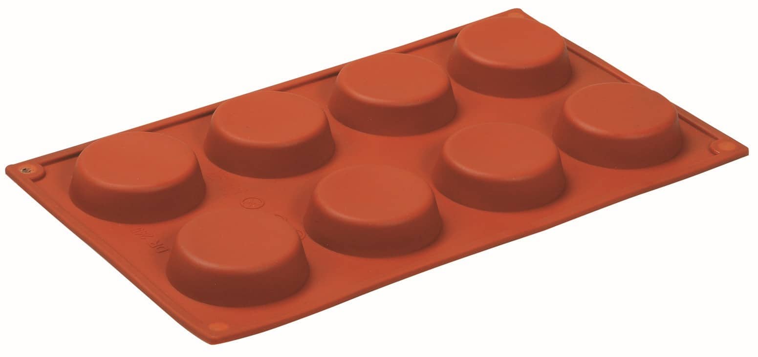 10-276.jpg PASTRY SILICONE MOULD 8 ROUND SHAPED SLOTS 30×17.5×1.8cm - Image 1