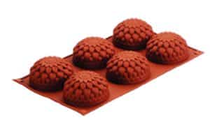 PASTRY SILICONE MOULD 6 ROUND FLOWER SLOTS 30×17.5×3.5cm