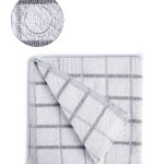 WHITE MICROFIBER SQUARED CHECKERED BEIGE/ GRAY CLOTH  50Χ50 x 1,5 cm.