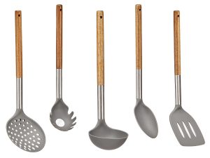 ACACIA SET 5 PIECES SOUP LADLE 30.5 SKIMMER 34.7 SLOTTED SPATULA 35  SPOON 33.7  PASTA SPOON 32.2 KINVARA