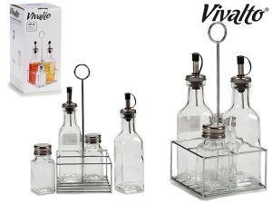 GLASS SET OIL VINEGAR BOTTLES 2 SPICE JARS BASE VIVALTO® - Image 2