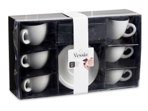 ΣΕΤ 6 ΦΛΥΤΖΑΝΙΑ ΚΑΦΕ 250ML ΚΑΙ ΠΙΑΤΑΚΙΑ ΠΟΡΣΕΛΑΝΗΣ 14εκ VESSIA® - Image 3