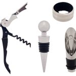 WINE SET 4 PIECES FOLD-OUT CORKSCREW- BOTTLE STOPPER-DROP RING & POURER KINVARA ®