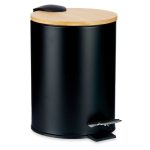 BLACK METAL BIN WITH BAMBOO LID 3L BERILO