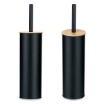 BLACK METAL TOILETEBRUSH WITH BAMBOO LID 9,5Χ27CMBERILO