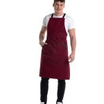 BARUTTI Waiter's apron full-length WITH LEATHER FINISH POCKETS 240gr/m MAROON 65% Polyester 35% COTTON