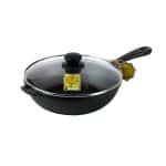 CAST IRON PAN INDUCTION & GLASS LID 24X6 CM.