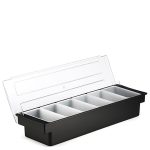 PLASTIC CONDIMENT HOLDER 6 COMPARTMENT BLACK 49X15X9