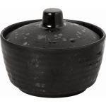 E159 FROSTED BLACK ROUND MELAMINE POT 10x10x5.4CM