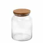 GLASS JAR WITH BEECH WOODEN LID 10Χ14,5ΕΚ 850CC