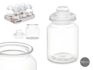 ΓΥΑΛΙΝΟ ΔΟΧΕΙΟ ΣΤΡΟΓΓΥΛΟ ΜΕ ΠΩΜΑ 900ML VIVALTO® - Image 3