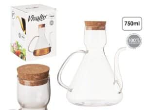 ΓΥΑΛΙΝΟ ΔΟΧΕΙΟ ΛΑΔΙΟΥ ΜΕ ΚΑΠΑΚΙ ΑΠΟ ΦΕΛΛΟ 750ML VIVALTO - Image 2