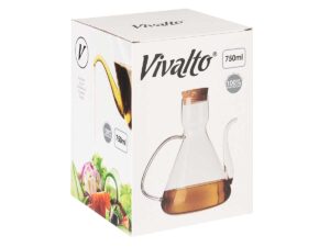 ΓΥΑΛΙΝΟ ΔΟΧΕΙΟ ΛΑΔΙΟΥ ΜΕ ΚΑΠΑΚΙ ΑΠΟ ΦΕΛΛΟ 750ML VIVALTO - Image 3