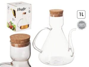 ΓΥΑΛΙΝΟ ΔΟΧΕΙΟ ΛΑΔΙΟΥ ΜΕ ΚΑΠΑΚΙ ΑΠΟ ΦΕΛΛΟ 1000ML VIVALTO - Image 2