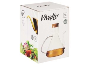 ΓΥΑΛΙΝΟ ΔΟΧΕΙΟ ΛΑΔΙΟΥ ΜΕ ΚΑΠΑΚΙ ΑΠΟ ΦΕΛΛΟ 1000ML VIVALTO - Image 3