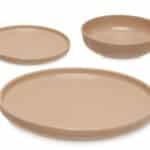 SET DINNER PLATES BEIGE 18PCS STONEWARE VESSIA®