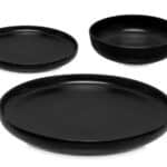 SET DINNER PLATES BLACK 18PCS STONEWARE VESSIA®