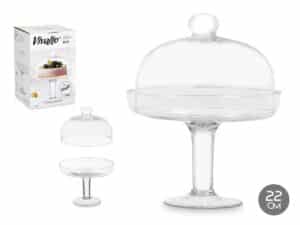 ΒΑΣΗ ΤΑΡΤΑΣ ΓΥΑΛΙΝΗ ΜΕ ΚΑΠΑΚΙ ΚΑΙ ΠΟΔΙ 24CM VIVALTO® - Image 2