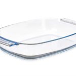 Rectangular borosilicate tray with handles 2000ml 19,6x30,2 x6cm VIVALTO