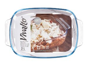 Rectangular borosilicate tray with handles 2000ml 19,6x30,2 x6cm VIVALTO - Image 3