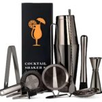 COCTAIL SHAKER SET OF 11PCS. GUNMETAL - RECTANGULAR GIFT BOX