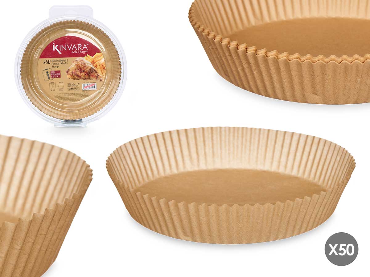 10197 Paper mould air fryer round lrg set 50 pcs KINVARA ® - Image 1