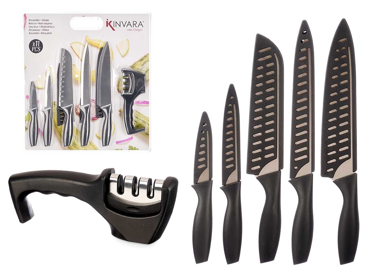 13787 knives + sharpener black Set 5 KINVARA ® - Image 1