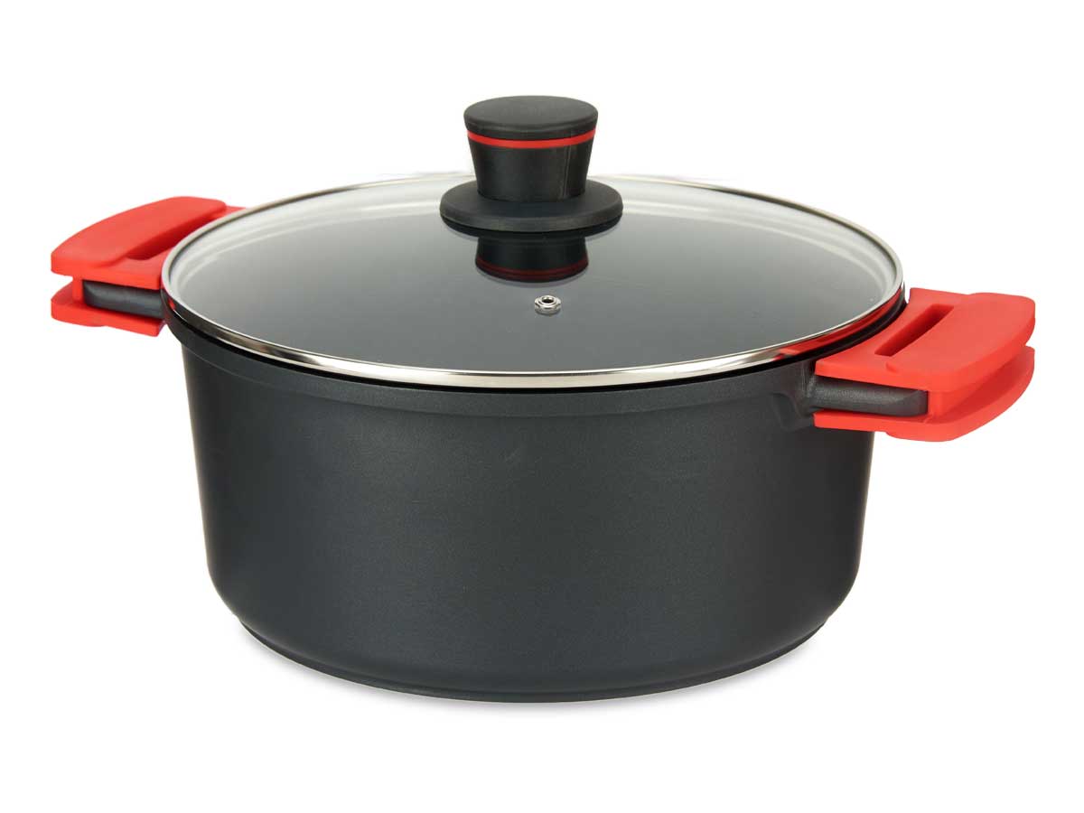 77785_1 ALUMINUM PAN NON-STICK COATING DEEP WITH GLASS LID Φ28CM KINVARA ® - Image 1