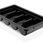 FOUR GRIDS PLASTIC CUTLERY BOX 53.5X29.5X9.5CM BLACK P/P Gastroplast NSF®