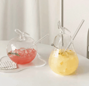 PEAR GLASS WITH STRAW 400ML - Image 6