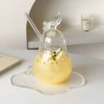 PEAR GLASS WITH STRAW 400ML - Image 3