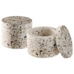 "TERRAZZO" CONTAINER WITH LID WHITE CEMENT 6CM 2pcs 40ml APS GERMANY