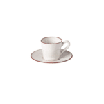 BEJA TEA CUP & SAUCER 0.18LT RED RIM STONEWARE COSTA NOVA