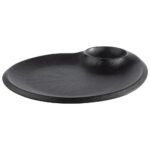 "NERO" PLATE MELAMINE 30CM WITH INTEGRATED DIP BOWL 9CM BLACK APS GERMANY