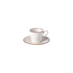 BEJA COFFEE CUP & SAUCER 0.08lt RED RIM STONEWARE COSTA NOVA