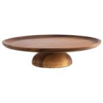 "ACACIA" CAKE STAND BROWN 33Χ33Χ8CM APS GERMANY
